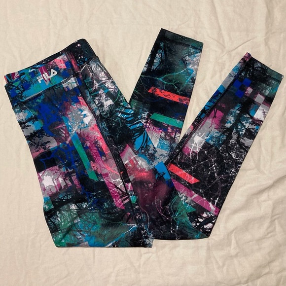 Fila Pants - Fila Blue and Pink Artistic Leggings